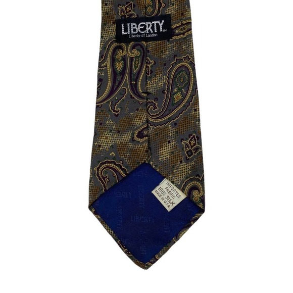 Vintage Liberty of London Lot of 100% Silk Ties Gold Paisley and Red Paisley - Picture 2 of 5